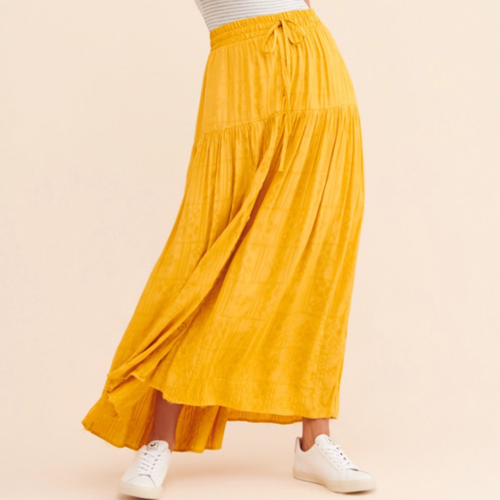 Anthropologie Mustard Yellow Maxi Skirt